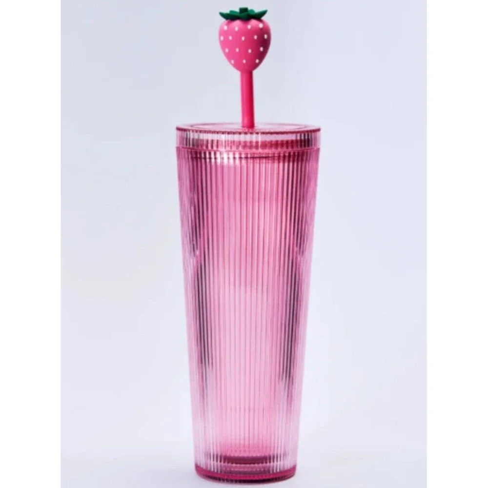 starbucks Pink Strawberry Tumbler with Lid and Straw